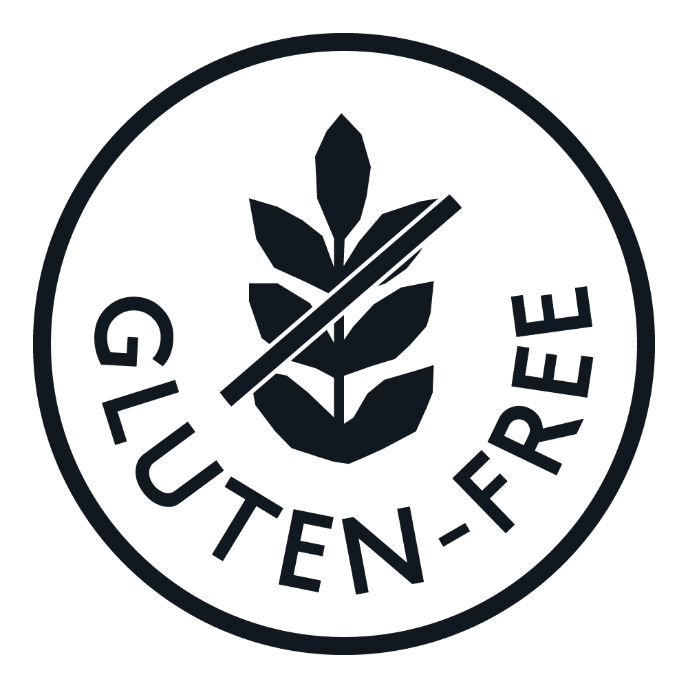 Gluten-free symbol with a crossed grain and the words 'GLUTEN-FREE'